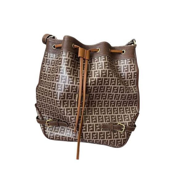 Vintage Fendi Women's Mon Tresor FF Motif Mini Bucket Bag Brown Cream - Picture 1 of 6
